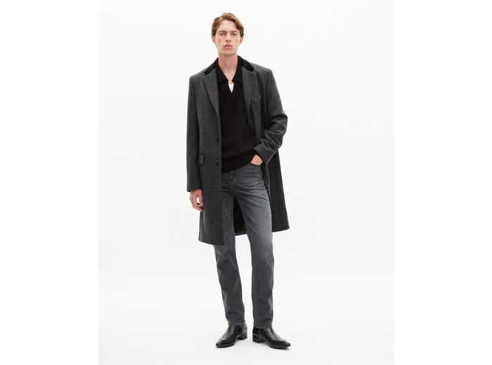 Manteau long en laine gris anthracite anthracite