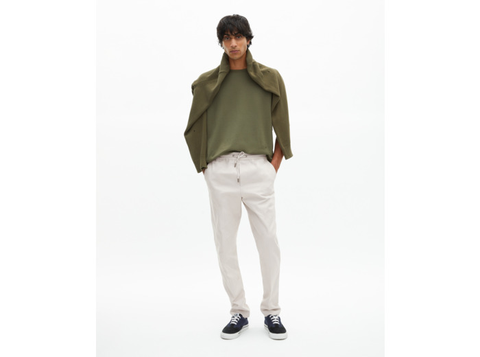 Pantalon droit en coton gris pâle light grey