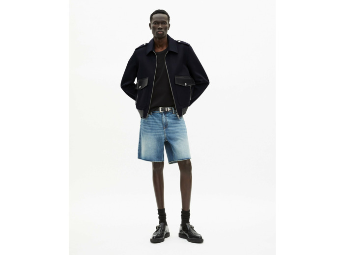 Blouson en laine bleu marine navy