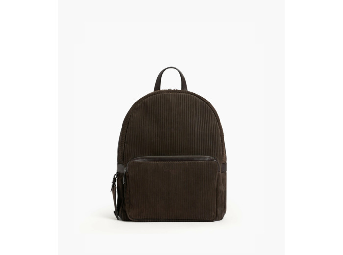 Sac à dos zippé Emile en cuir côtelé et lisse