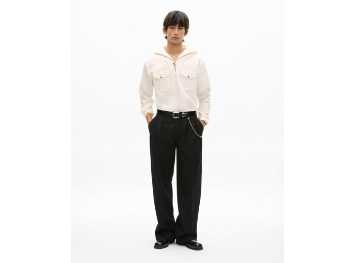 Chemise a col marin et poches ecru