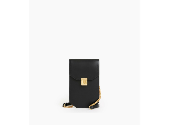 Etui téléphone à rabat Rose en cuir lisse