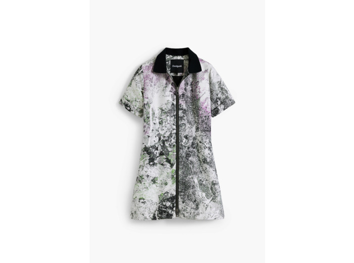 Robe À Manches Courtes En Tissu – Femme