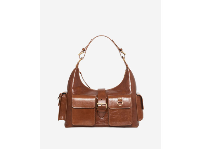 Sac amelia xl en cuir craquelé marron brown