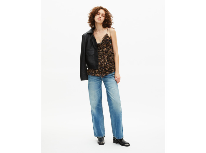 Top à volants imprimé léopard leopard
