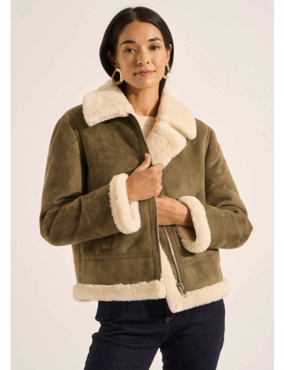 Blouson en fausse peau lainée