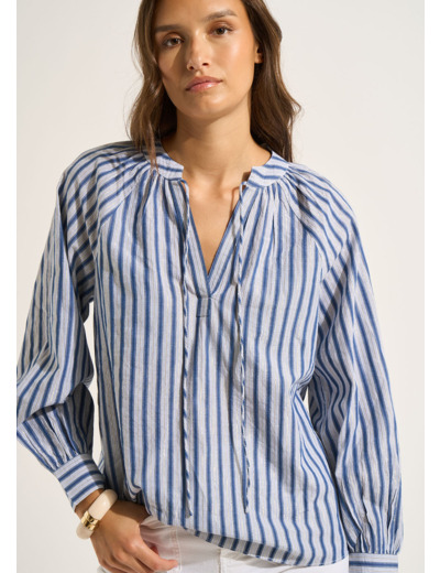 Blouse à rayures brillantes et manches longues amples