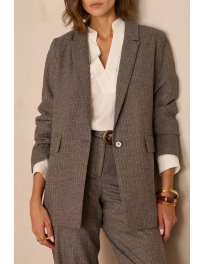 Veste de tailleur à rayures en laine NELIA