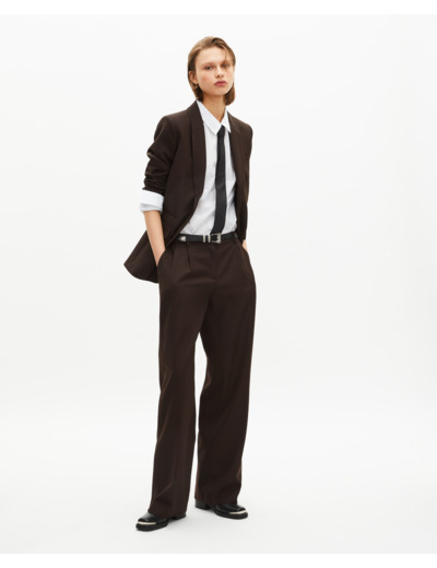 Veste tailleur en laine mélangée marron brown