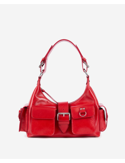 Sac amelia en cuir craquelé rouge rouge
