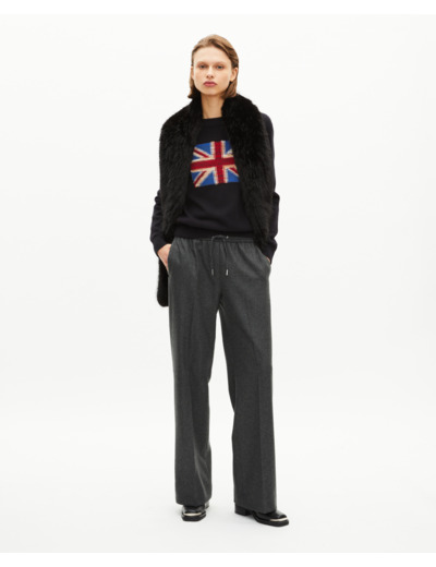 Pantalon large en flanelle gris foncé grey