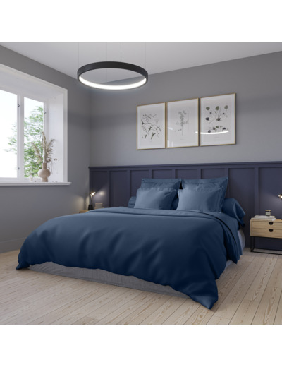 Housse de couette Harmonie Satin de coton coloris Marine