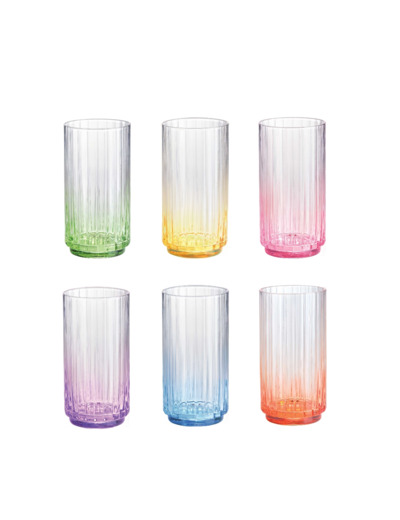 RAINBOW 6 verres à orangeade 50cl teinté