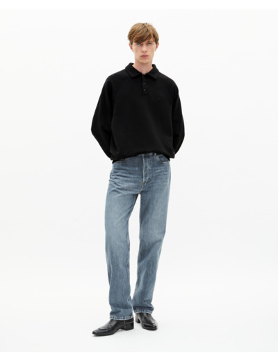 Sweatshirt col polo noir black washed