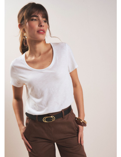 Tee-shirt col danseuse en coton modal