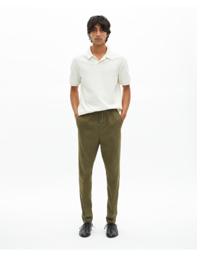 Pantalon droit en coton kaki kaki