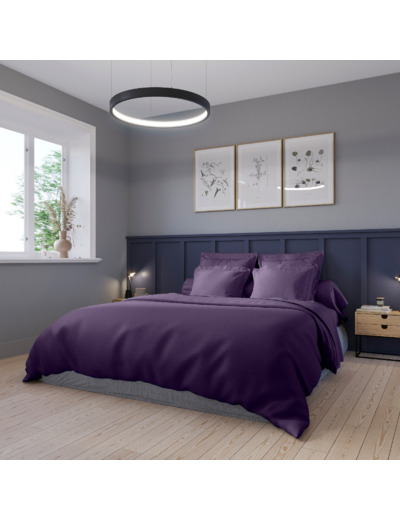 Housse de couette Harmonie Satin de coton coloris Aubergine
