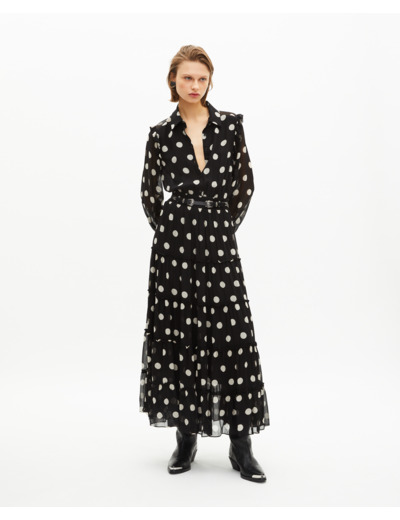 Robe longue à pois noire black white