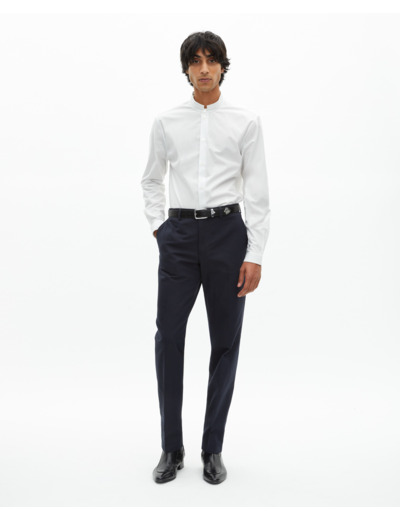 Chemise formelle col officier blanche white / black