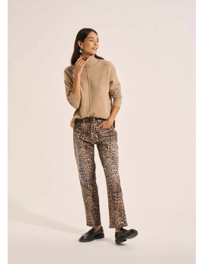 Pantalon droit léopard