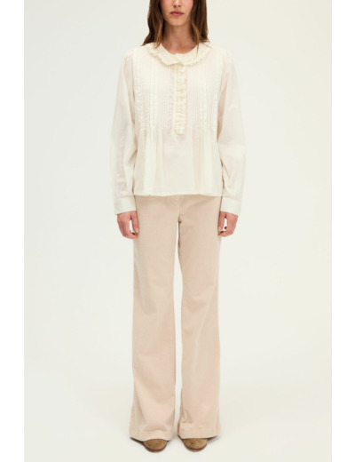 Blouse romantique à col en coton - AMINA