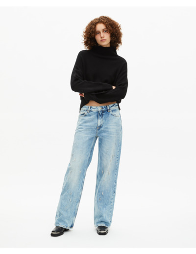 Pull col montant en cachemire noir black