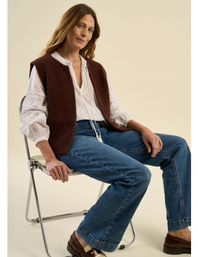 Gilet court sans manches en mohair