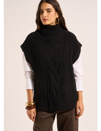 Pull sans manches col roulé