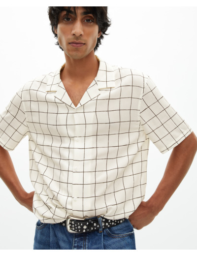 Chemise manches courtes à carreaux écrue white / black