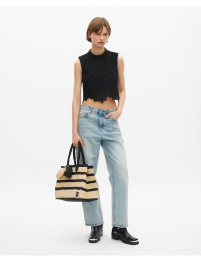 Top court en dentelle noir black