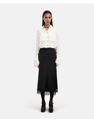 Jupe longue avec détails en dentelle noire black
