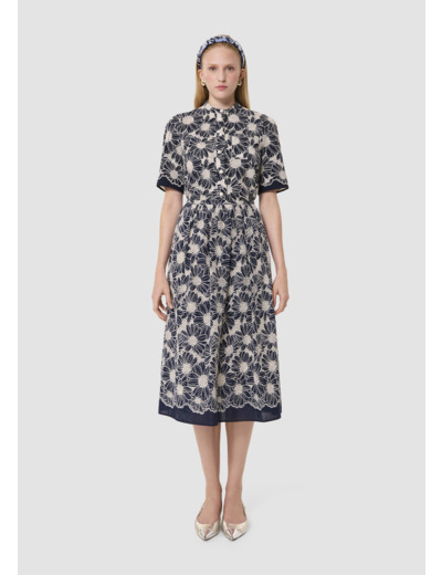 Jupe Junio bleu nuit en broderie anglaise