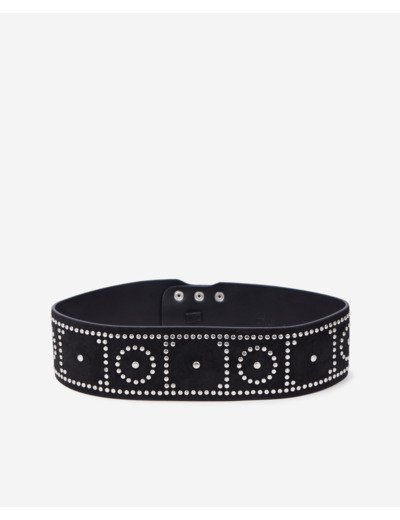 Ceinture large en cuir noir avec clous black