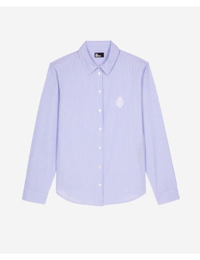 Chemise à rayures en popeline bleue