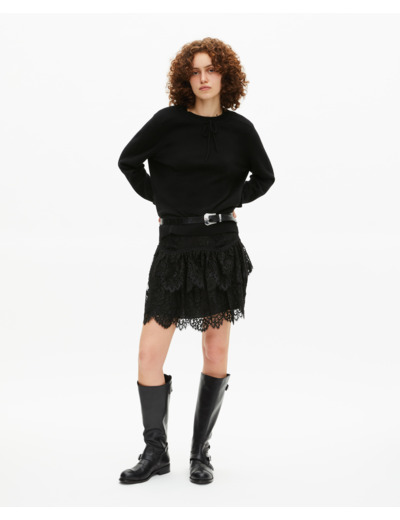 Pull col rond en cachemire noir black