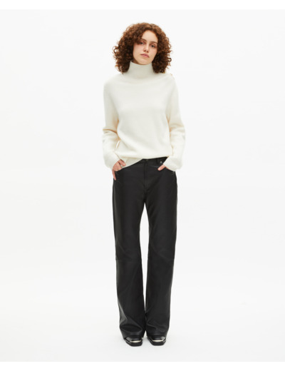 Pull col montant en laine écru ecru
