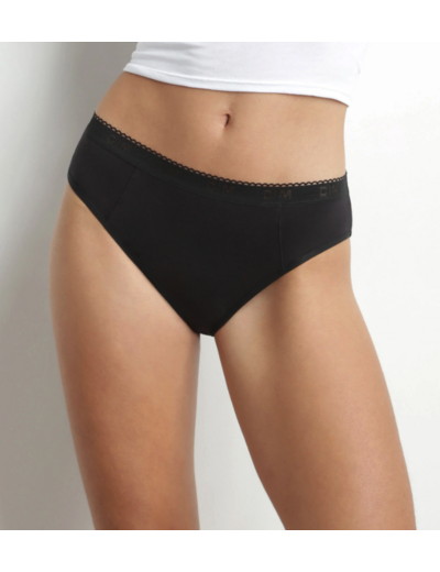Culotte menstruelle lavable en coton bio noir Flux moyen Dim Protect