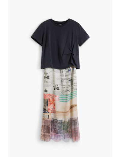 Robe À Manches Courtes En Tissu – Femme