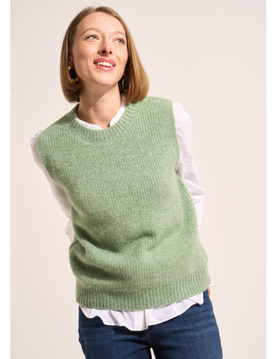 Pull sans manche à col rond