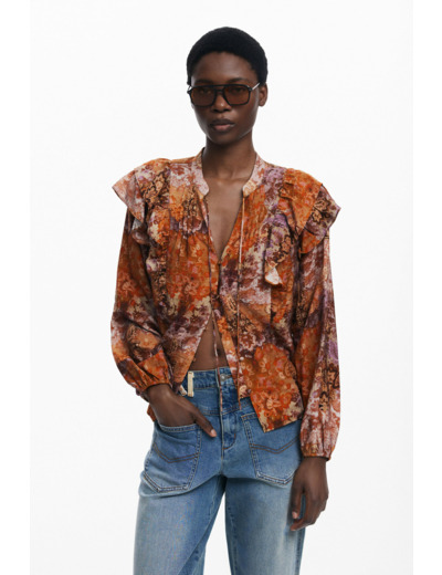 Blouse À Manches Longues En Tissu – Femme