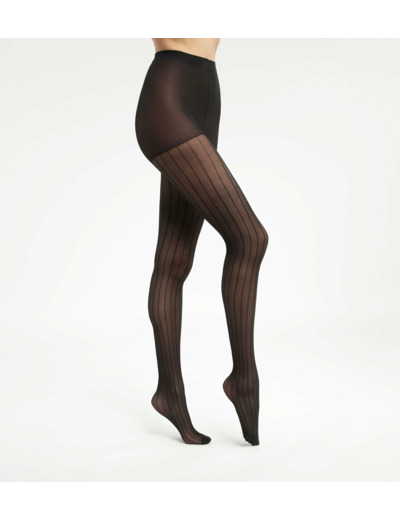 Collant transparent femme à motifs linéaires Noir Dim Style