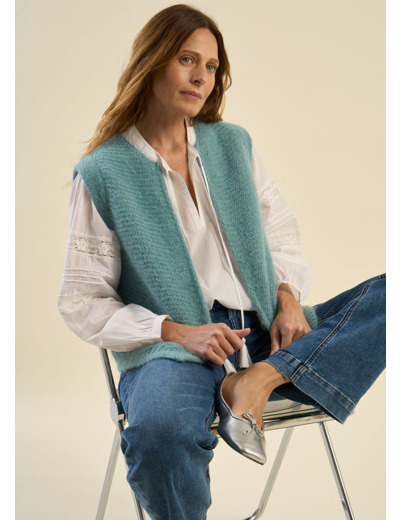 Gilet court sans manches en mohair