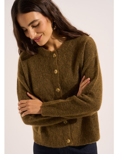 Gilet cardigan ample à col rond