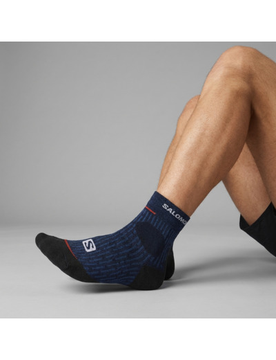 Socks Ultra Glide Ankle Carbon   French Blue   Fiery Red