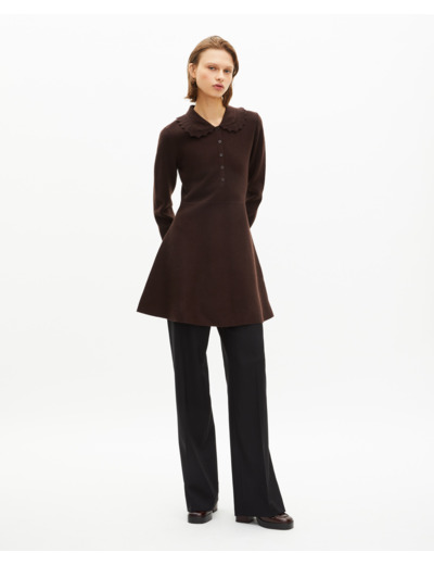 Robe courte en maille marron chocolate