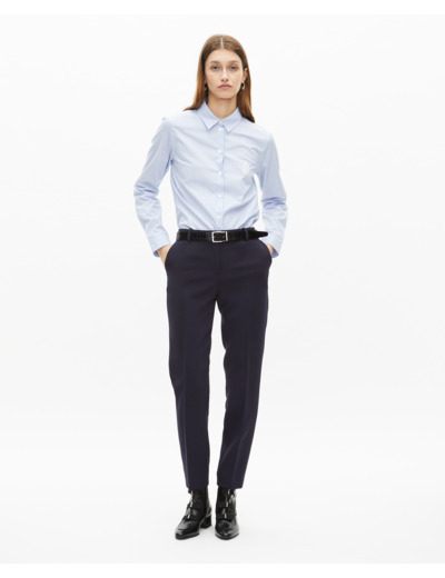 Pantalon tailleur en crêpe coupe ajustée bleu marine bleu