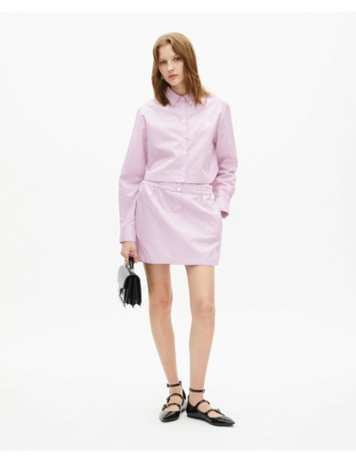 Chemise crop a manches longues pink black
