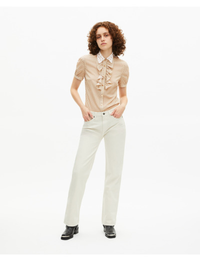 Chemise manches courtes à pois beige beige / red