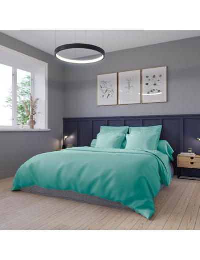 Housse de couette Harmonie Satin de coton coloris Turquoise