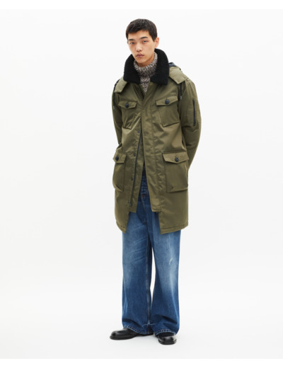Parka à traitement déperlant avec col sherpa kaki kaki